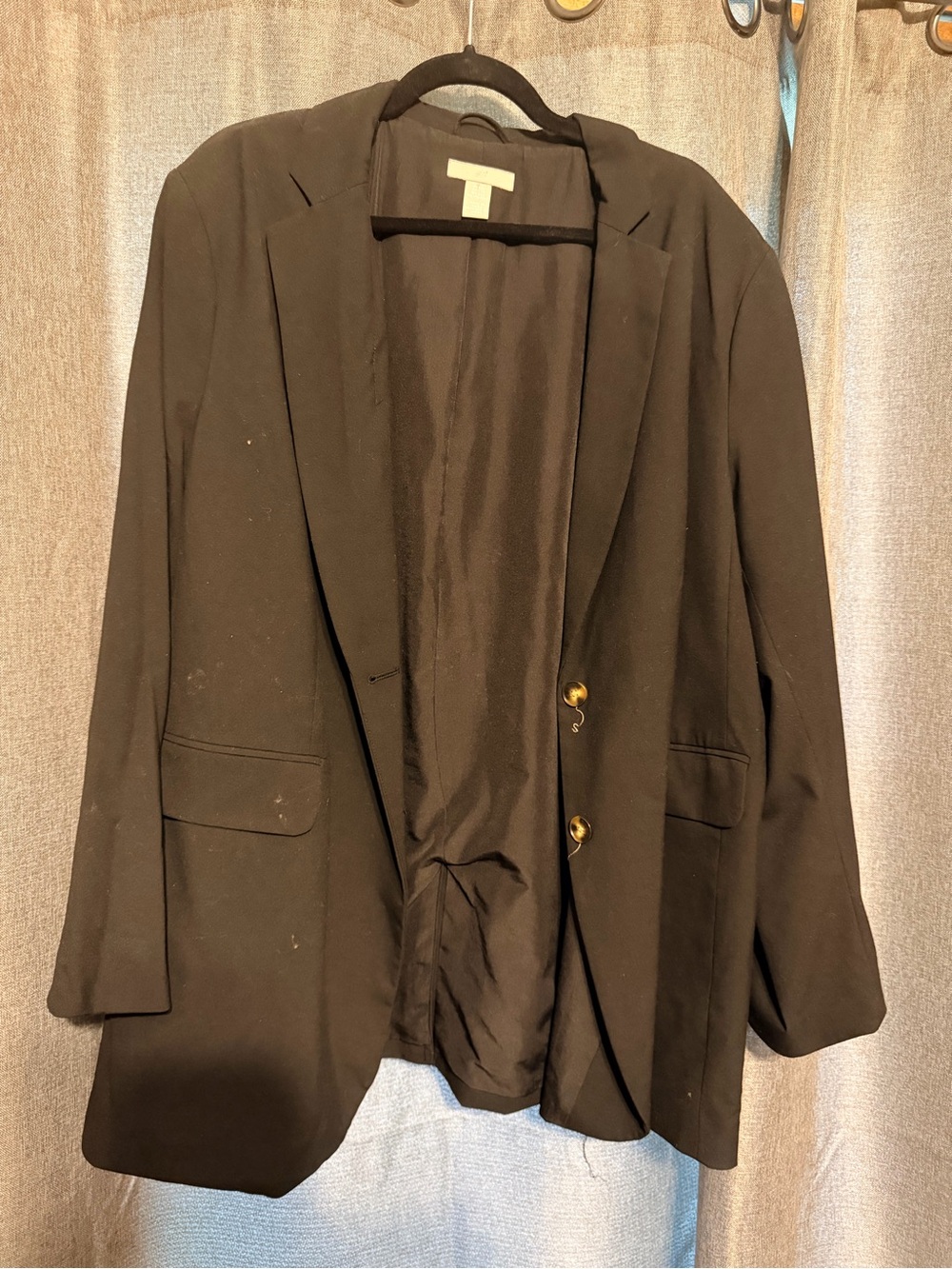 H&M Black Women's Tailored Blazer with Gold Buttons